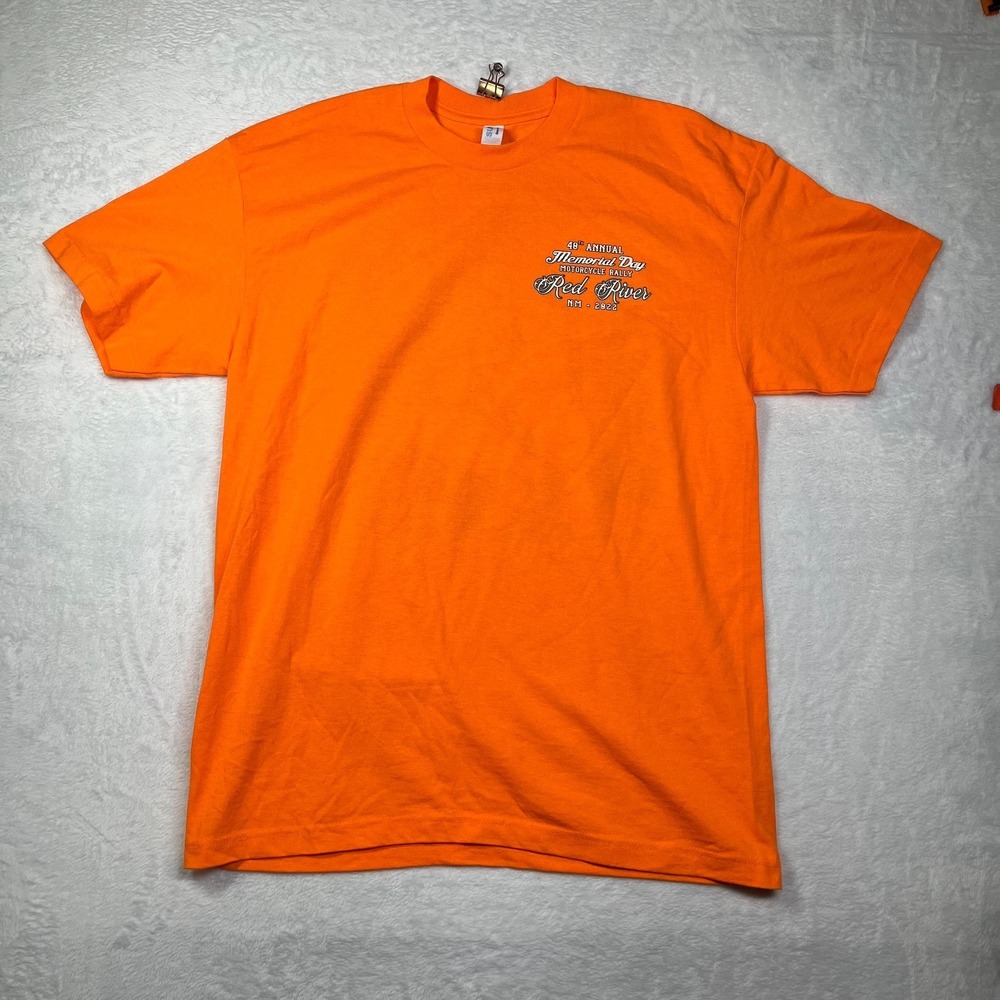 Suna 48 Annual Memorial Day T Shirt Mens L Orange Cotton Biker Rally Red River